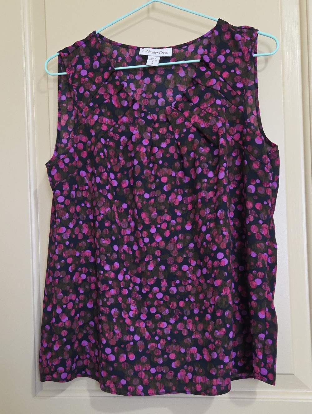Coldwater Creek Sleeveless Dot-Print Shell Top in Purple/Pink